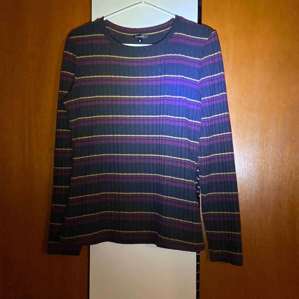 Dynamite ribbed striped long sleeve top